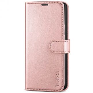 TUCCH Samsung S22 Wallet Case, Samsung Galaxy S22 5G Flip PU Leather Cover, Stand with RFID Blocking and Magnetic Closure-Shiny Rose Gold