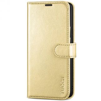 TUCCH Samsung S22 Wallet Case, Samsung Galaxy S22 5G Flip PU Leather Cover, Stand with RFID Blocking and Magnetic Closure-Shiny Champagne Gold