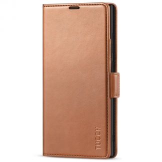 TUCCH Samsung S22 Ultra Wallet Case, Samsung Galaxy S22 Ultra 5G Flip PU Leather Cover, Stand with RFID Blocking and Magnetic Closure-Light Brown