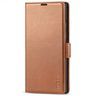 TUCCH Samsung S22 Ultra Wallet Case, Samsung Galaxy S22 Ultra 5G Flip PU Leather Cover, Stand with RFID Blocking and Magnetic Closure-Light Brown