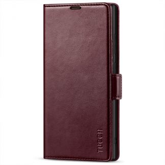TUCCH Samsung S22 Ultra Wallet Case, Samsung Galaxy S22 Ultra 5G Flip PU Leather Cover, Stand with RFID Blocking and Magnetic Closure-Wine Red