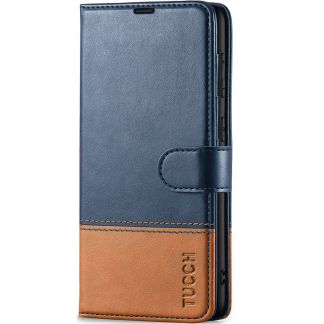 TUCCH Samsung S23FE Wallet Case, Samsung Galaxy S23 FE 5G Flip Leather Cover - Blue & Brown
