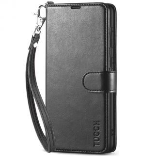 TUCCH Samsung S23FE Wallet Case, Samsung Galaxy S23 FE 5G Flip Leather Cover - Wristlet Black