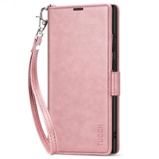 TUCCH Samsung S23 Ultra Wallet Case, Samsung Galaxy S23 Ultra 5G Flip Leather Cover-Wrist Strap - Rose Gold