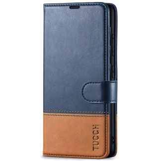 TUCCH Samsung S23 Wallet Case, Samsung Galaxy S23 5G Flip Leather Cover-Dark Blue & Brown