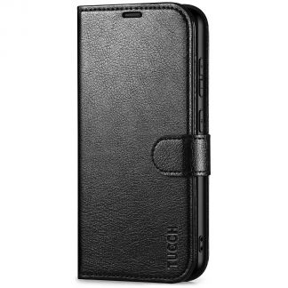 TUCCH Samsung S24 Wallet Case, Samsung Galaxy S24 5G Leather Case Folio Cover - Full Grain Black