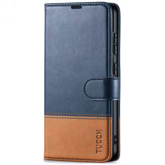 TUCCH Samsung S24 Wallet Case, Samsung Galaxy S24 5G Leather Case Folio Cover - Blue&amp;Brown