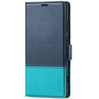 TUCCH Samsung S24 Ultra Wallet Case, Samsung Galaxy S24 Ultra 5G Leather Case Folio Cover - Blue&amp;Lake Blue