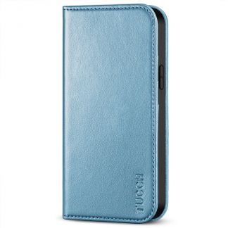 TUCCH iPhone 14 Wallet Case - iPhone 14 Flip Cover With Magnetic Closure-Shiny Light Blue