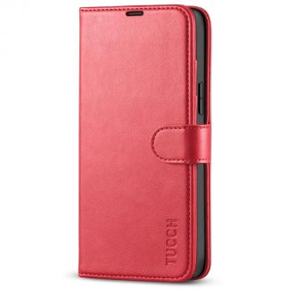 TUCCH IPhone 14 Plus Wallet Case, IPhone 14 Plus Book Folio Flip Kickstand With Magnetic Clasp-Red