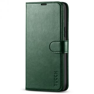 TUCCH IPhone 14 Plus Wallet Case, IPhone 14 Plus Book Folio Flip Kickstand With Magnetic Clasp-Midnight Green