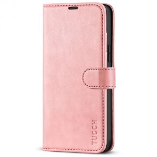TUCCH IPhone 14 Plus Wallet Case, IPhone 14 Plus Book Folio Flip Kickstand With Magnetic Clasp-Rose Gold