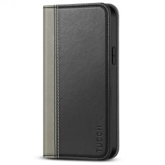 TUCCH IPhone 14 Plus Wallet Case - IPhone 14 Plus Flip Cover With Magnetic Closure-Black &amp;amp; Grey