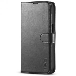 TUCCH IPhone 14 Wallet Case, IPhone 14 Book Folio Flip Kickstand Cover With Magnetic Clasp-Black