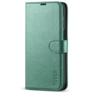 TUCCH IPhone 14 Wallet Case, IPhone 14 Book Folio Flip Kickstand Cover With Magnetic Clasp-Myrtle Green