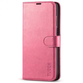 TUCCH IPhone 14 Pro Wallet Case, IPhone 14 Pro Book Folio Flip Kickstand Cover With Magnetic Clasp-Hot Pink
