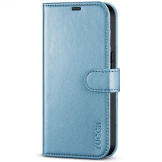 TUCCH IPhone 14 Pro Wallet Case, IPhone 14 Pro Book Folio Flip Kickstand Cover With Magnetic Clasp-Shiny Light Blue