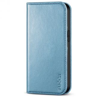 TUCCH iPhone 14 Pro Wallet Case - iPhone 14 Pro Flip Cover With Magnetic Closure-Shiny Light Blue