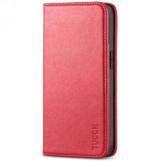 TUCCH iPhone 14 Pro Max Wallet Case - iPhone 14 Pro Max Flip Cover With Magnetic Closure-Red