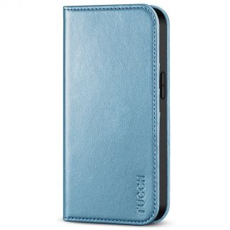 TUCCH iPhone 14 Pro Max Wallet Case - iPhone 14 Pro Max Flip Cover With Magnetic Closure-Shiny Light Blue