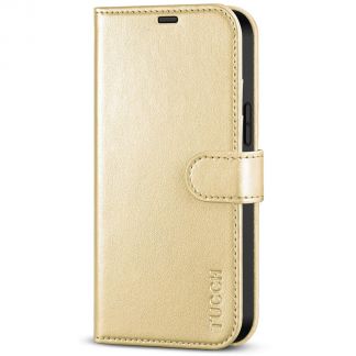 TUCCH iPhone 14 Pro Max Wallet Case, iPhone 14 Max Pro Book Folio Flip Kickstand Cover With Magnetic Clasp-Shiny Champagne Gold