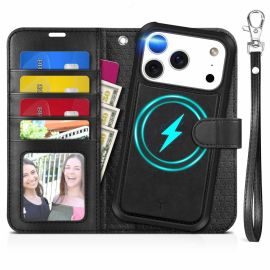 TUCCH Magnetic iPhone 17 Pro Wallet Case 2IN1 Detachable Case, iPhone 17 Pro Leather Case, RFID Blocking, Magnetic Clasp, Fold Book Folio Flip Cover, Credit Card Wallet + Removable Phone Case By Magnets