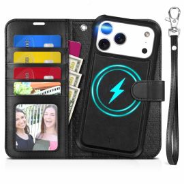 TUCCH Magnetic iPhone 17 Pro Max Wallet Case, Detachable iPhone 17 Pro Max Leather Case 2IN1, Shockproof, Magnetic Clasp, RFID Blocking, Fold Book Folio Flip Cover, Removable Phone Case + Credit Card Wallet by Magnets