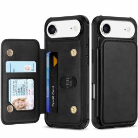 TUCCH iPhone Air Leather Case with Undetachable Card Wallet and Crossbody Lanyard, iPhone Air Phone Case with Card Holder
