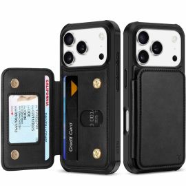 TUCCH iPhone 17 Pro Leather Case with Undetachable Credit Card Wallet, iPhone 17 Pro Phone Case with Credit Card Holder and Crossbody Lanyard