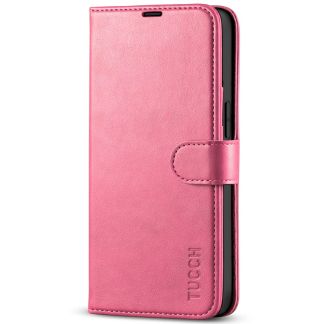 TUCCH iPhone 13 Wallet Case, iPhone 13 Book Folio Flip Kickstand With Magnetic Clasp-Hot Pink