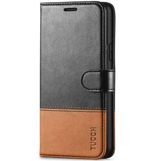TUCCH iPhone 11 Leather Wallet Case Folio Flip Kickstand With Magnetic Clasp-Black&amp;amp;Brown