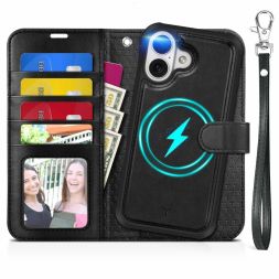 TUCCH iPhone 17 Magnetic Detachable Wallet Case, iPhone 17 Removable Leather Case, 2IN1, Card Holders, Stand , Fold Book Folio Flip Phone Cover with Magnetic Clasp