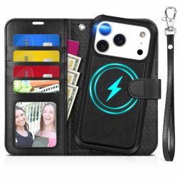 TUCCH Magnetic iPhone 17 Pro Wallet Case 2IN1 Detachable Case, iPhone 17 Pro Leather Case, RFID Blocking, Magnetic Clasp, Fold Book Folio Flip Cover, Credit Card Wallet + Removable Phone Case By Magnets