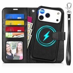TUCCH Magnetic iPhone 17 Pro Max Wallet Case, Detachable iPhone 17 Pro Max Leather Case 2IN1, Shockproof, Magnetic Clasp, RFID Blocking, Fold Book Folio Flip Cover, Removable Phone Case + Credit Card Wallet by Magnets