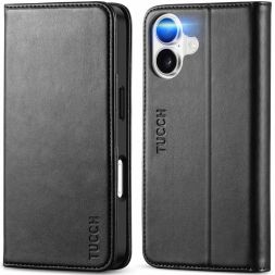 TUCCH iPhone 17 Leather Wallet Case - Magnetic Closure Flip Cover for The Regular iPhone 17, Stand, with 3 Credit Card Slots RFID Blocking Shockproof TPU Phone Case