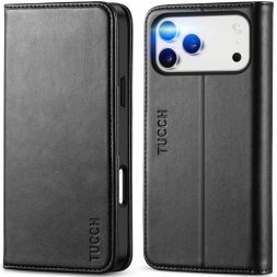 TUCCH iPhone 17 Pro Max Leather Wallet Case - Magnetic Closure Flip Cover for iPhone 17 Pro Max, Stand, with 3 Credit Card Slots RFID Blocking Shockproof TPU Phone Case
