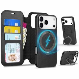 TUCCH iPhone 17 Pro Max Wallet Case with Magnetic Detachable Phone Holder, iPhone 17 Pro Max Leather Case with Adjustable Ring Stand, 2IN1 Removable Phone Case, Credit Card Holders, Fold Book Folio Flip Phone Cover with Magnetic Clasp