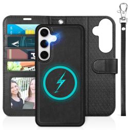 TUCCH Samsung S25 Detachable Leather Wallet Case 2IN1 with Wristlet, Samsung Galaxy S25 5G Flip PU Leather Cover with Removable Phone Case