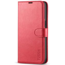 TUCCH iPhone 13 Pro Wallet Case, iPhone 13 Pro Book Folio Flip Kickstand With Magnetic Clasp-Red