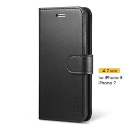 TUCCH New iPhone SE 2nd 2020 iPhone 7/8 Wallet Case Folio Style Kickstand With Magnetic Strap-Black