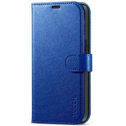TUCCH iPhone 14 Wallet Case, iPhone 14 Book Folio Flip Kickstand PU Leather Cover With Magnetic Clasp-Full Grain Klein Blue