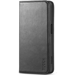 TUCCH iPhone 15 Wallet Case - Regular iPhone 15 Folio Leather Case With Magnetic Closure - Black