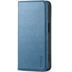 TUCCH iPhone 15 Wallet Case - Regular iPhone 15 Folio Leather Case With Magnetic Closure - Light Blue