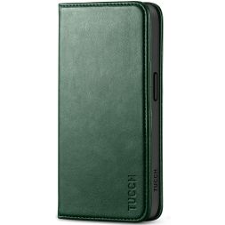 TUCCH iPhone 15 Wallet Case - Regular iPhone 15 Folio Leather Case With Magnetic Closure - Midnight Green