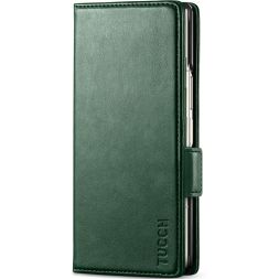 TUCCH SAMSUNG Galaxy Z Fold6 5G Stand Leather Case With S Pen Slot - Midnight Green