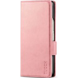 TUCCH SAMSUNG Galaxy Z Fold6 5G Leather Wallet Cover With S Pen Slot - Rose Gold