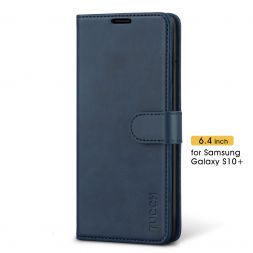 TUCCH Samsung Galaxy S10 Plus Wallet Case Folio Style Kickstand With Magnetic Strap-Blue