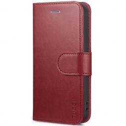 TUCCH iPhone SE/5S/5 Wallet Case with TPU Case, Retro Leather Wallet Case, Flip Book Case for iPhone 5 5S SE(2016 Edition) - Dark Red