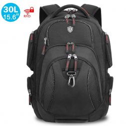 15.6-inch Laptop Backpack, 30L Carry-on Travel Backpack with RFID Blocking and Reflective Strips - Multi-pocket Design