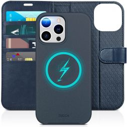 TUCCH iPhone 15 Pro Max Magnetic Detachable Wallet Case, iPhone 15 Pro Max Leather Case 2IN1 - Blue